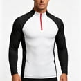thumbnail image 5 of hoksml Men's Cotton Spandex Blend Color Block Raglan Long Sleeve Zip Neck Top, Half Zip Stand Collar Casual Athletic Daily Shirt, 5 of 5