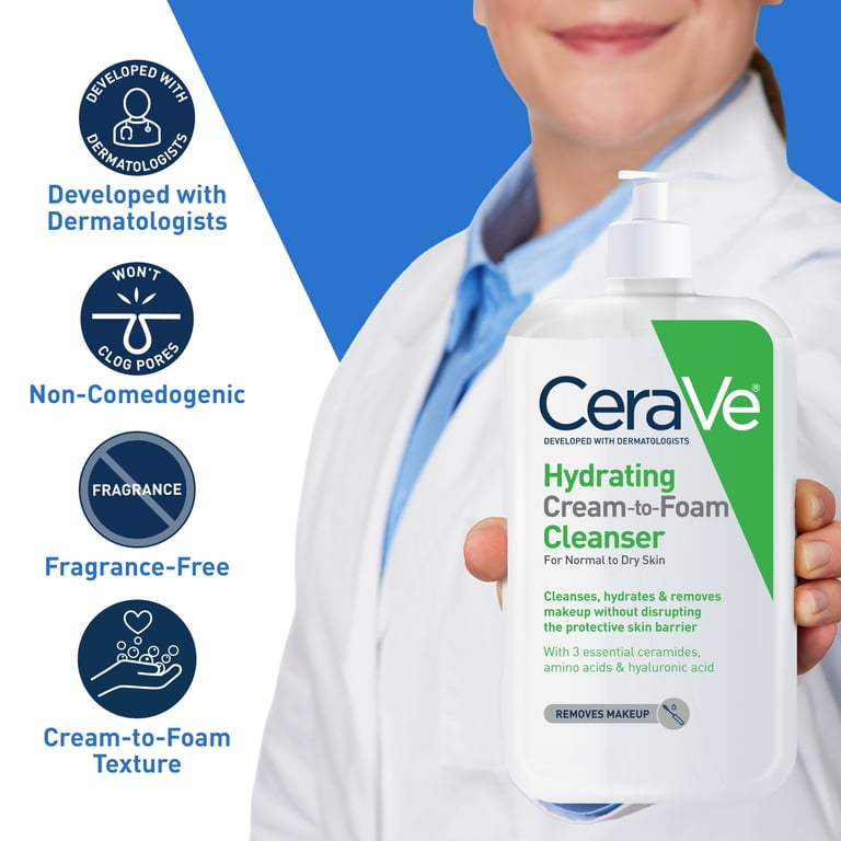 CeraVe Hydrating Cream-to-Foam Cleanser, 12 fl oz photo 7