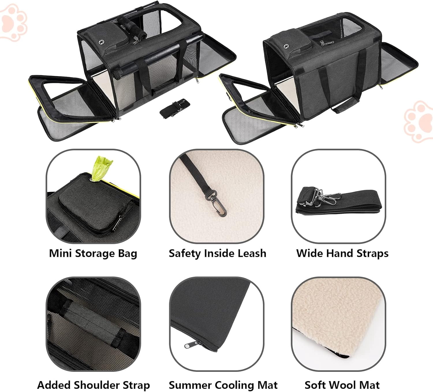 Pet Carrier for Large and Medium Cats, Soft-Sided Pet Carrier for Big Medium Cats and Puppy Dog Carriers Cat Carriers, Pet Privacy Protection Travel Carrier