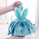thumbnail image 2 of Drawstring Makeup Bag Lazy Travel Cosmetic Bag Makeup Pouch Storage Organizer with Cute Rabbit Ear for Women and Girl (Light Blue), 2 of 4