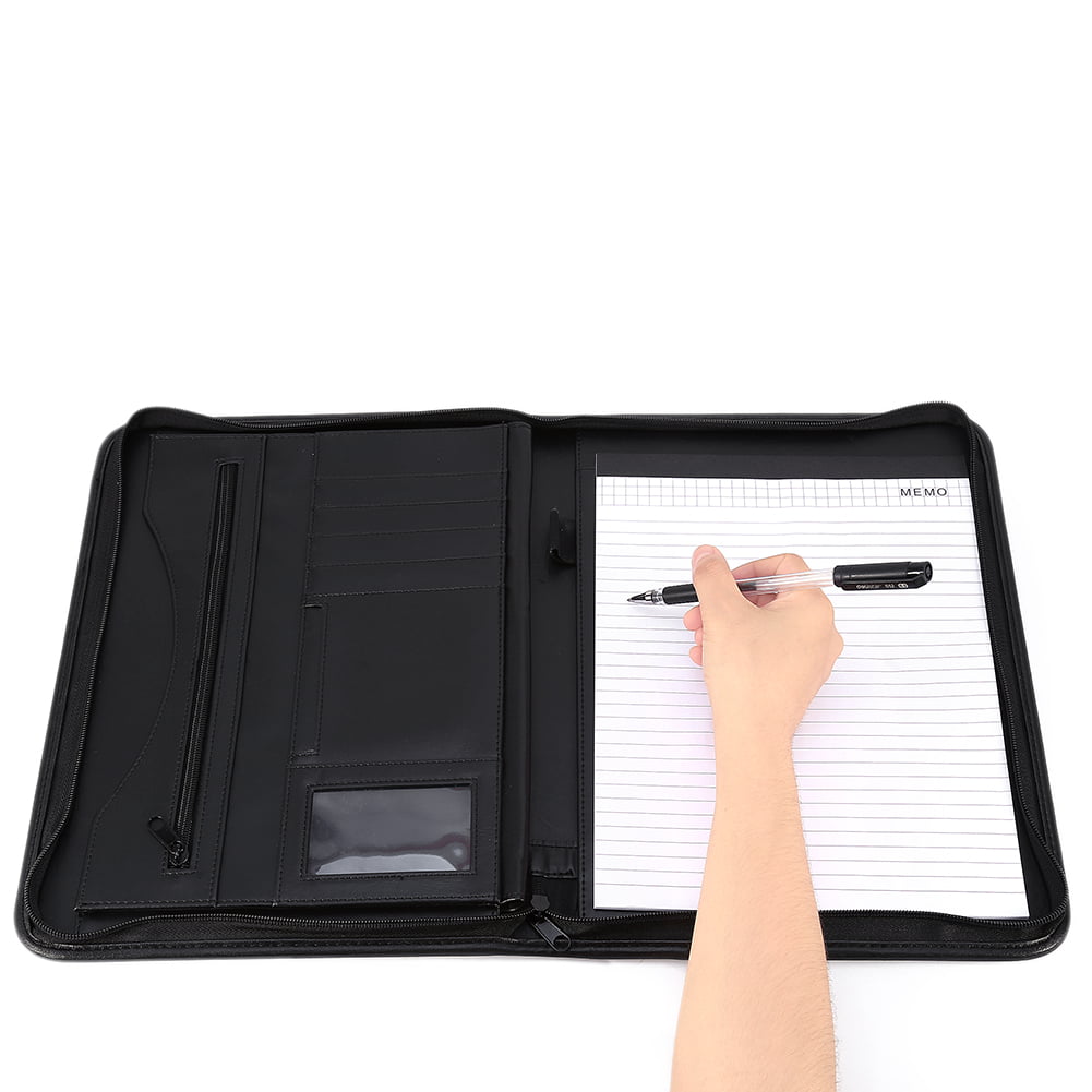 A4 PU Leather Zipped Portfolio Business Conference Folder Organiser Case Bags*US 