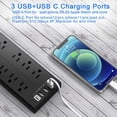 thumbnail image 4 of Surge Protector - 8 AC Outlets and 4 USB Ports (1 USB-C), 6ft Extension Cord Power Strip for Home, Office, Black, 4 of 7