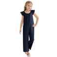 thumbnail image 4 of MKOSPLRT Casual Jumpsuits for Girl Toddler Children Ruffle Sleeve Crew Neck Jumpsuits Loose Fit Wide Leg Overalls Solid Jumpers Kids Clothes, 4 of 8