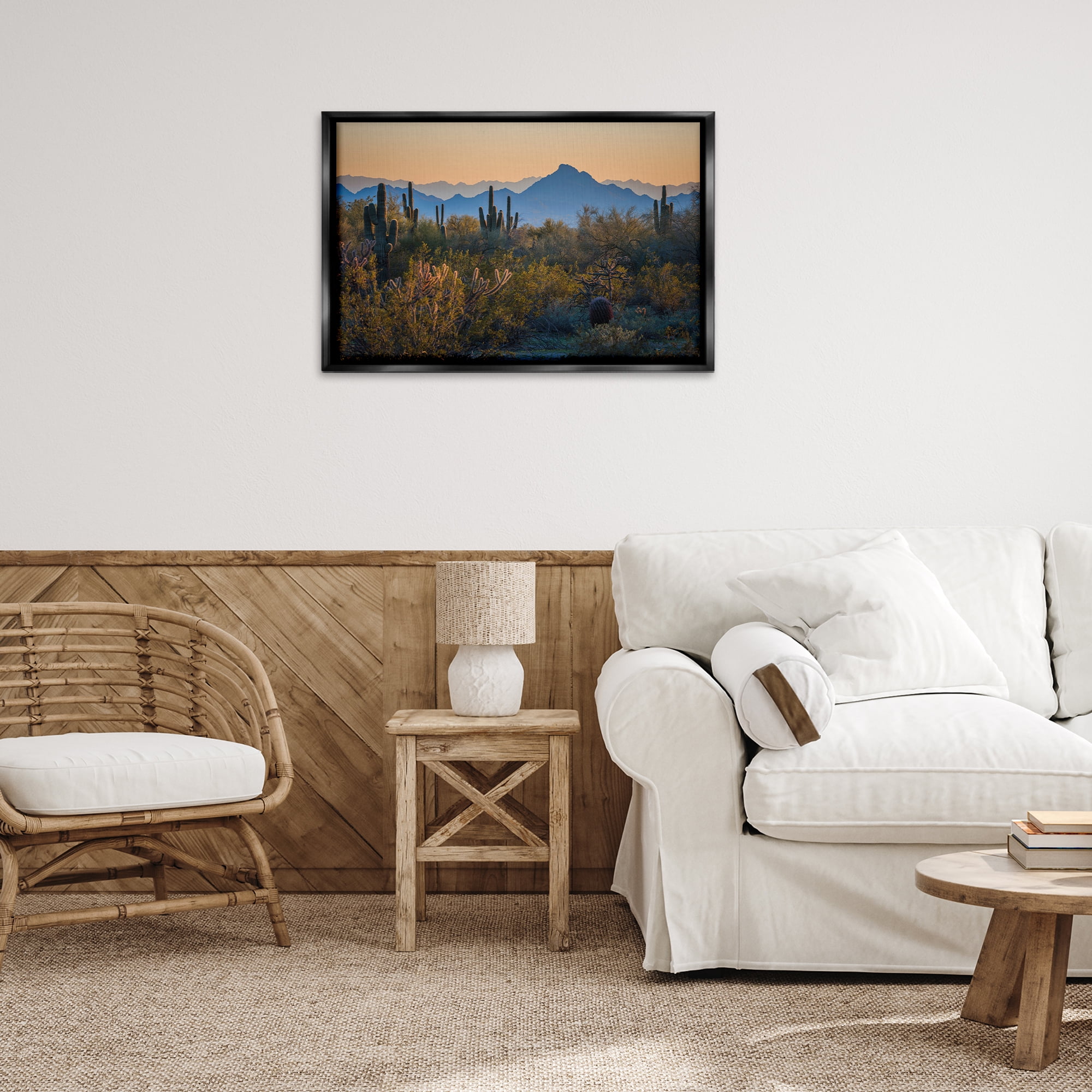 Stupell Industries Contrasting Desertscape Scene Landscape & Nature Photography Black Floater Framed Canvas Art Print Wall Art, 31 x 21