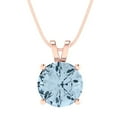 thumbnail image 3 of 3.0 ct Brilliant Round Cut Solitaire VVS1 Genuine Blue Zircon Solid 14k Pink Rose Solid Gold Everyday Affordable Designer Necklace Pendant with 18" Solid Gold Chain by Clara Pucci, 3 of 6
