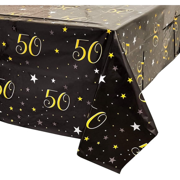 Nappe d'Anniversaire 50 Ans Décoration de Fête (3 Pack) 54 X 108 Pouces