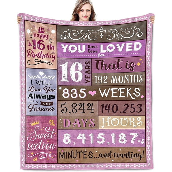 Sweet 16 Birthday Gifts for Girls Sweet 16 Birthday Decorations for Girls 16th Birthday Decorations for Girls 16th Birthday Gifts for Girls Gifts for 16 Year Old Girls Christmas Blanket 60x50 Inch
