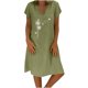 thumbnail image 1 of Vestido de algodón y lino de manga corta con estampado de verano con cuello en V suelto para mujer a la moda Fridja  bnh4843, 1 of 7