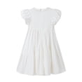 thumbnail image 2 of NIPAXO Girls Dress Puff Sleeve Floral Print Tiered Ruffle Hem Cotton Blend Summer Casual Dress for Girls with Lace Neckline White, 2 of 8