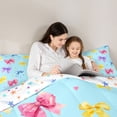 thumbnail image 4 of Manfei Watercolor Rainbow Bow Bedding Comforter Set, Blue Love Heart Full Bedding Set for Boys Girls Women, Colorful Stars Reversible, 7 Pieces, 4 of 7