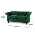 thumbnail image 2 of Loveseat Sofa, 62" Comfy Velvet Couch with Nailhead Accents, Tool-Free Setup Sofas for Living Room, Emerald, 2 of 6