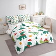 thumbnail image 4 of Manfei Merry Christmas 7 Pieces Bedding Comforter Set,Kawaii Green dinosaur Full Bedding Set,Happy New Year Fitted Sheet Flat Sheet For Boy Kids,Microfiber Bedroom Decor Reversible, 4 of 9