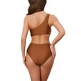 thumbnail image 3 of INSPIRAR CHIC Conjuntos de Bikini Elegantes de Una Sola Manga para Mujeres, 2 Piezas, Top con Push Up y Parte Inferior de Control de Abdomen, Trajes de Baño, Pequeño, Marrón, 3 of 5