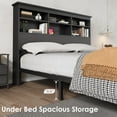 thumbnail image 5 of Bed Frame with Bookcase Headboard, Tall Wooden Bed Headboard Frame with Type-c & USB Charging Station, 5 of 7