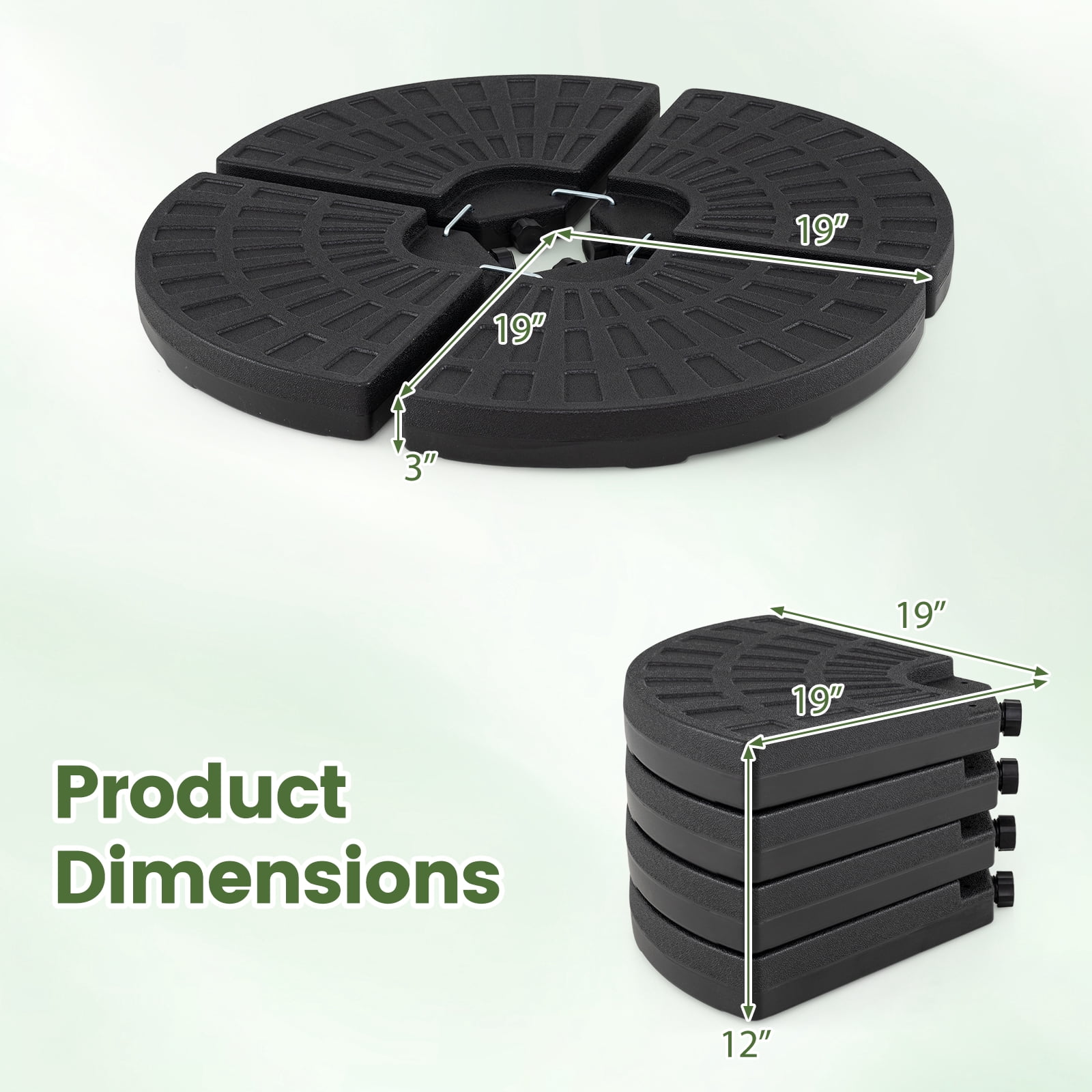 Goplus 4 Plate Patio Offset Umbrella Base Stand Weights Sand/Water Filled Base