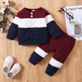 thumbnail image 4 of PatPat Baby Boy Girl Long-sleeve Knitting Pullover Color Block Sweatshirt Top Outfit Sets, 4 of 7