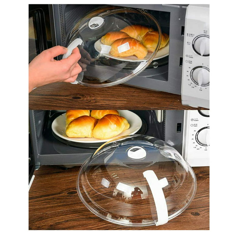 Microwave Cover for Food, Clear Microwave Splatter Cover with Water Steamer  and Handle, 10 Inch Plate Covers, Kitchen Gadgets
