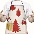 thumbnail image 2 of Red Christmas Tree Pattern Apron-Garden Aprons for Women with Pockets-Cotton Linen Waterproof Kitchen Cooking Gardening Aprons Adjustable for Kitchen,Cooking,BBQ and Salon 33"x27", 2 of 7