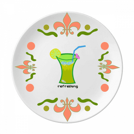 

Lime Scrawl Summer Drink Beverage Flower Ceramics Plate Tableware Dinner Dish