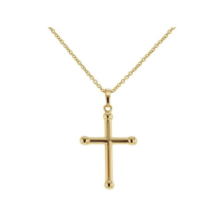 Filigree Religious Cross - Gold Tone Simple Plain Religious Budded Cross Pendant Necklace 19