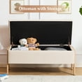 thumbnail image 4 of Furniliving Storage Ottoman Bench, Upholstered End of Bed Bench with Wood Legs, Linen Entryway Bedroom Bench, Flipping Lid Storage Bench for Living Room, Bedroom, Entryway. Beige, 4 of 10