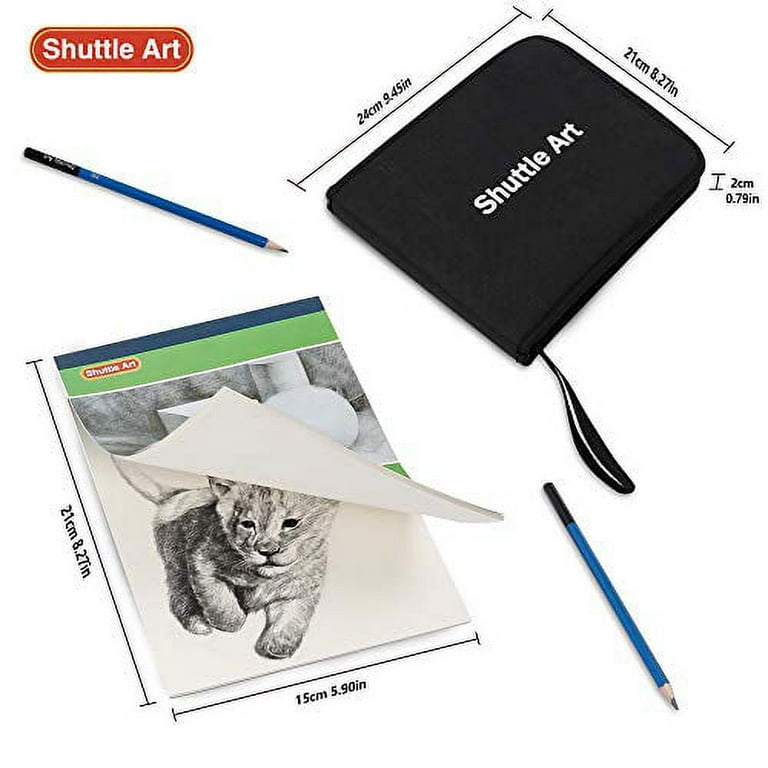 Sketching pencil set (53 pencils) including two sketchbooks A4 and A5  Pencil sketching set in zippered travel pouch Art pencil set for sketching  and