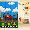 thumbnail image 2 of Erosebridal Train Shower Curtain 72Wx84L, Steam Engine Bathroom Shower Curtain, Green Cartoon, 2 of 5