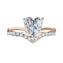 Miyuadkai Rings Engagement Women's Zircon Heart-Shaped Princess Personalized Ring Diamond Rings Jewelry Rose Gold 10