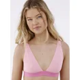 thumbnail image 3 of No Boundaries Cotton Stretch Ribbed Wirefree Plunge Bra, Women's XS-3XL, 3 of 4