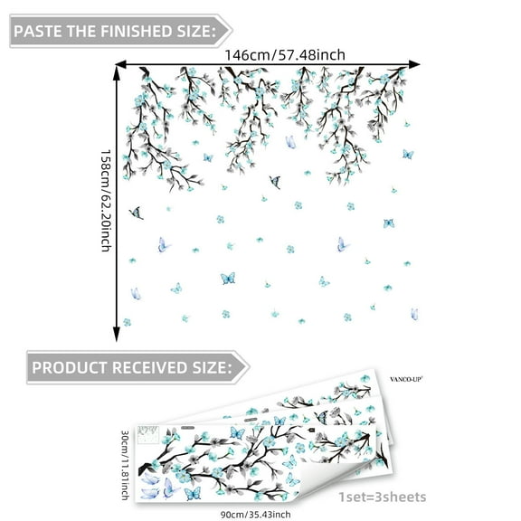 HOARBOEG Leaf Wall Decals for Bedroom, Living Room - Peel and Stick Wall Stickers, Home Decor, Self-Adhesive Mural Art for Walls, Furniture, Doors