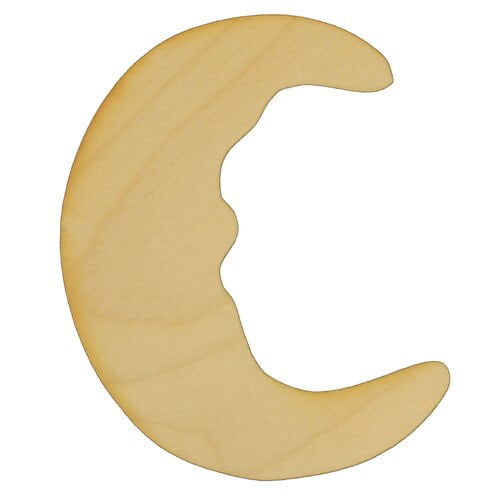 Package of 10, Small 3" X 3. 75" X 1/4" Baltic Birch Plywood Moon #2 Wood Cutout For Art & Craft Project, Made in USA