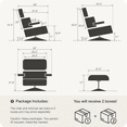 thumbnail image 3 of Cottinch Mid Century Chaise Lounge Chair and Ottoman, Modern Accent Chair Upholstered Swivel Armchair for Living Room Office, Top Grain Leather, Wood Frame, Meatal Base, Dark Rosewood Black, 3 of 11