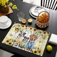 thumbnail image 3 of Spring Dog Placemats Set of 4, Sunflower Daisy Botanical Yellow Ombre Placemats for Dining Table, Place Mats for Kitchen Tabletop, Waterproof Wipeable Dining Table Mats Set, 3 of 9