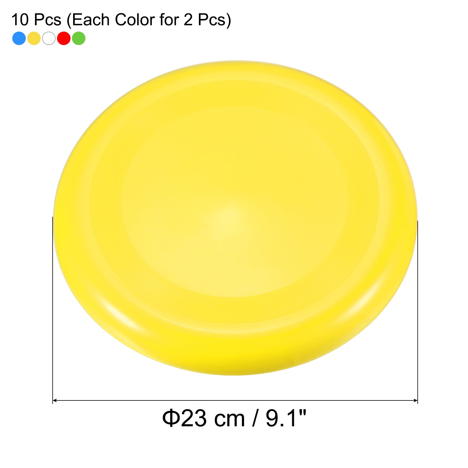 Uxcell 9 Inch Flying Disc Outdoor Playing Training Soft Flying Disk, Yellow/Blue/Green/Red/White 10 Pack
