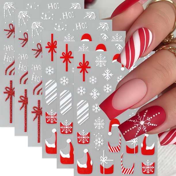 Quezadyl 6 piezas de stickers navideños 3D autoadhesivos para uñas