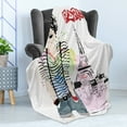 thumbnail image 4 of Eiffel Tower Soft Flannel Fleece Throw Blanket, Sketch of Laughing Girl in Front of Eiffel Tower Paris Happiness Stain, Cozy Plush for Indoor and Outdoor Use, 70" x 90", Multicolor, by Ambesonne, 4 of 5