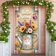 thumbnail image 3 of Colorful Flowers Welcome Banner Pink Purple Blue Floral Display Green Leaves Soft Background Flower Backdrop for Home Entrance Party Welcome Spring Gathering, 3 of 9