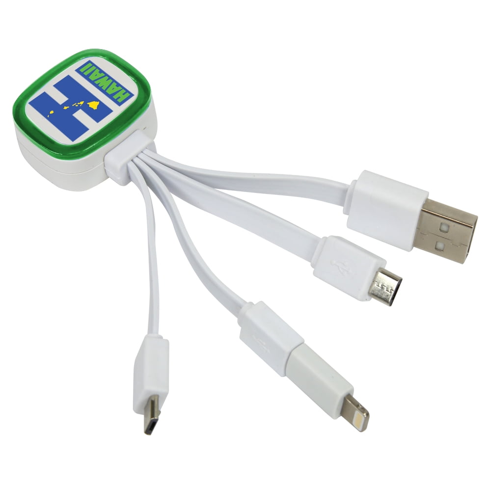 Hawaii HI TriCharge USB Cable with Lightning Adapter