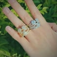 thumbnail image 3 of Gold Plated Resizable Cross Geometric Multilayer CZ Wide Open Ring Women Jewelry, 3 of 9