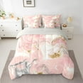 thumbnail image 2 of Manfei Watercolor Marble Twin Bedding Sets 7pcs, Modern Abstract Bedding Comforter Set, Pink Gray Mountain Fluid Sheet Sets, Lightweight Room Decor, 2 of 8