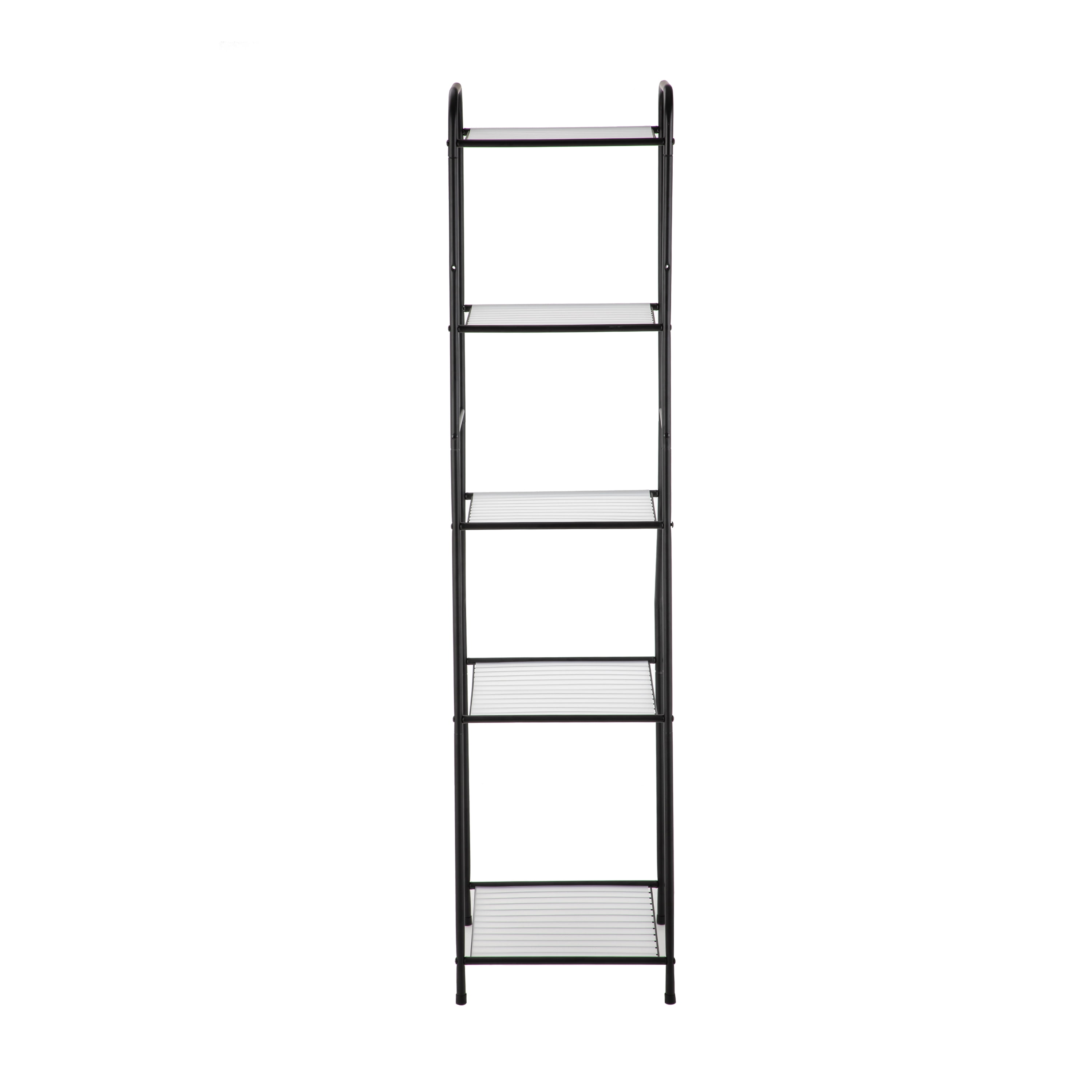 Mainstays Matte Black Steel 5-Shelf Bathroom Storage Tower Unit