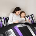 thumbnail image 5 of Manfei Black Purple Gray Full Size Comforter Sets 3-Piece, Modern Gradient Stripe Bedding Comforter Set, Contemporary Geometric Bedding Sets, Luxury Bedroom Decor, 5 of 8