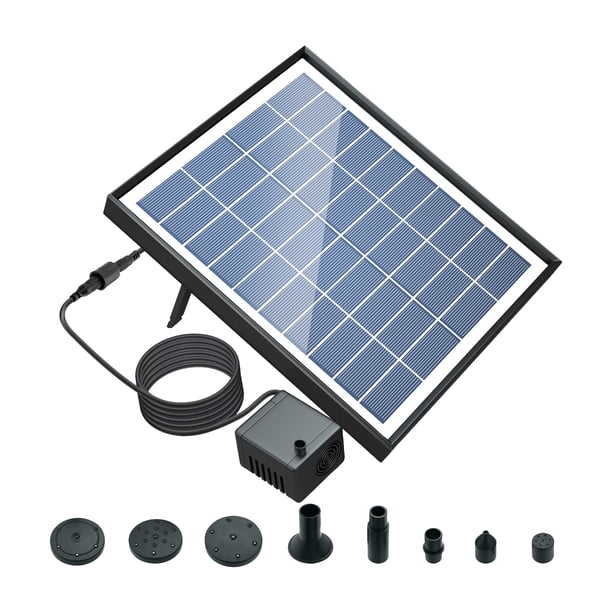 Fuente Irfora Bomba de fuente solar de 6.5W con 6 boquillas 1500mAh Batteru Bomba de agua sumergible para baño de pájaros DIY Bomba de fuente al aire libre para pecera Jardín Piscina Acuario Irfora Fuente