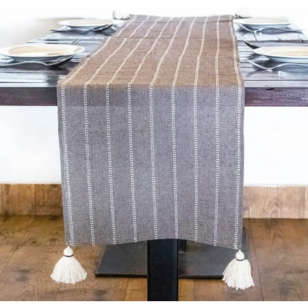 

Heavenera 14x72 inches Gray Rectangular Cotton Woven Table Runner