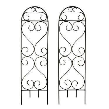 Hosley Set of 2 Iron Wave Pot Trellis 7.5" W x 27" H, Ideal Gift for Floral Arrangements Wedding or Party and Use Next to Structures Home or in Planters for Growing Floral Plants Vines and Vegetable