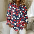 thumbnail image 2 of Domzest 4th Of July Shirts Women 250 Anniversary Usa American Flag Elements Tshirts Patriotic V Neck Long Sleeve Butoon Down Shirt Light Blue 3XL, 2 of 5