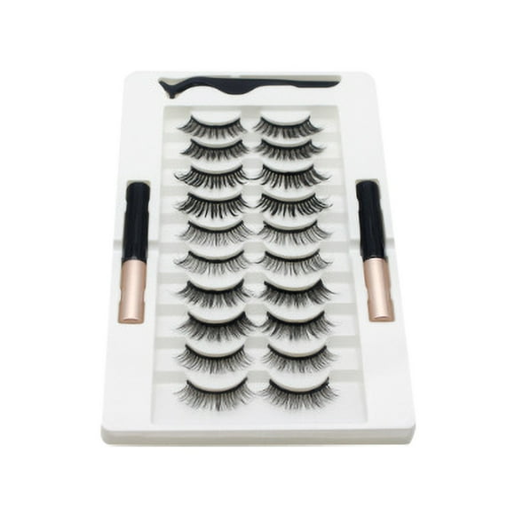 Fiudx Pestañas Postizas Magnéticas, 10 Pares de Pestañas, 2 Delineadores y Rizador.