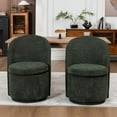 thumbnail image 2 of Kidol & Shellder Swivel Dining Chair with Solid Wood Frame Boucle Accent Chair with Back, Vanity Chair for Dressing Room, Comfy Living Room Seating, Easy Assembly, Green 3PCS, 2 of 6
