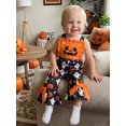 thumbnail image 5 of BemeyourBBs Kids Toddler Baby Girls Halloween Outfit Baby Girl Summer Fall Clothes Romper Overalls Cute Ghost Pumpkin Print Flare Pants Bell Bottom Jumpsuit Overalls, 5 of 9