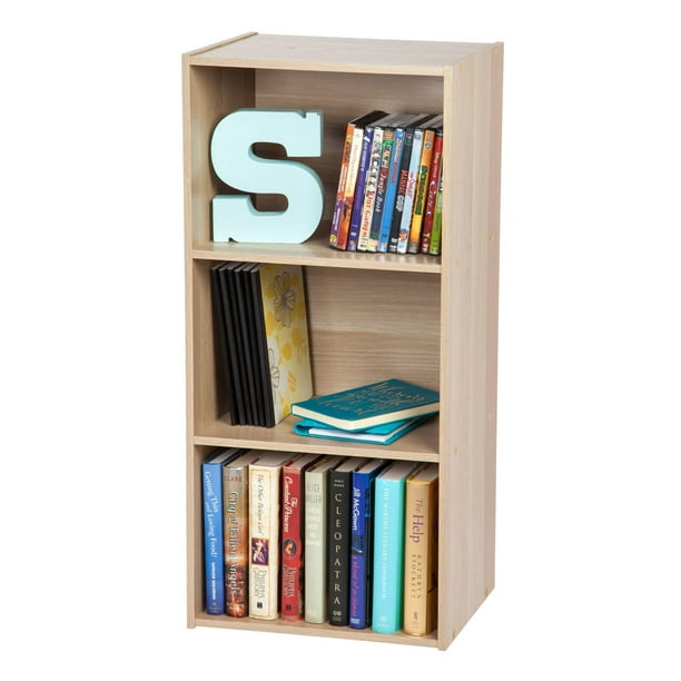 Iris Usa 3 Tier Basic Wood Bookcase, 3 Tier Shelving Unit Oak Effect